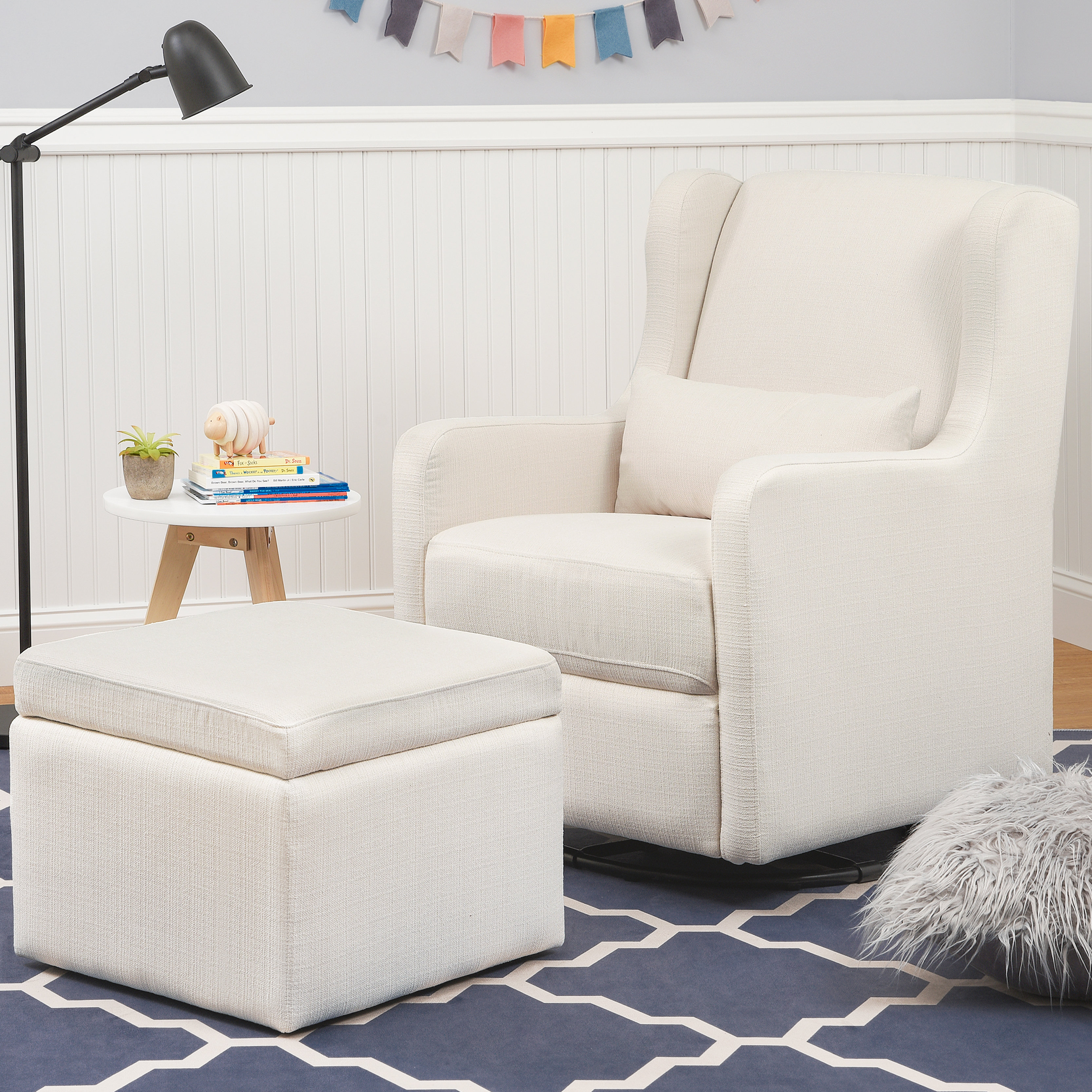 Carter's by davinci adrian swivel glider with storage ottoman on sale